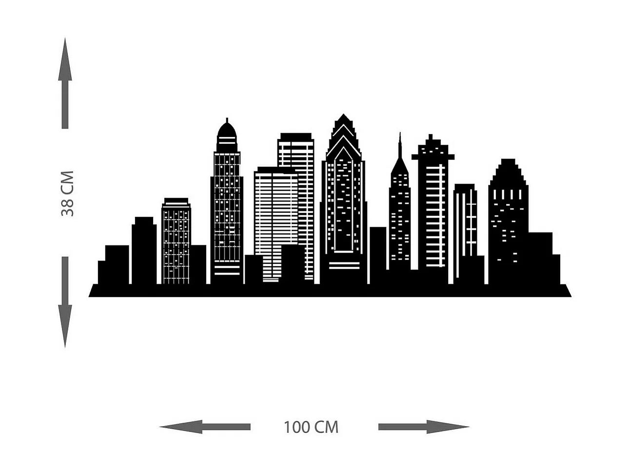 Dekoracja Metalowa Skyline 5, Czarny, 100x0,15x38 cm, EPIKASA