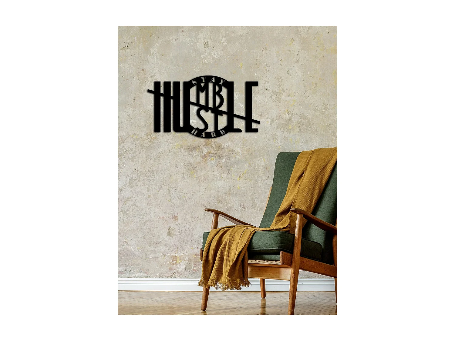 Metalen Decoratie Stay Hard, Zwart, 59x0,15x40 cm cm, EPIKASA