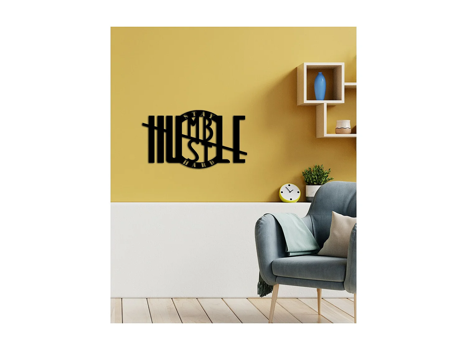 Metalen Decoratie Stay Hard, Zwart, 59x0,15x40 cm cm, EPIKASA