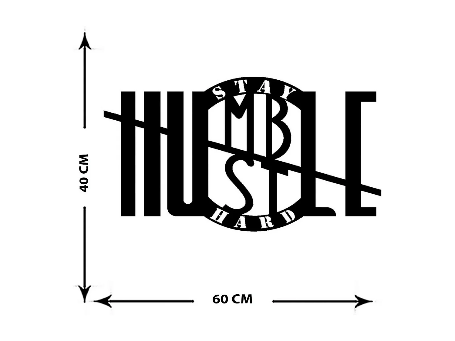 Metalen Decoratie Stay Hard, Zwart, 59x0,15x40 cm cm, EPIKASA