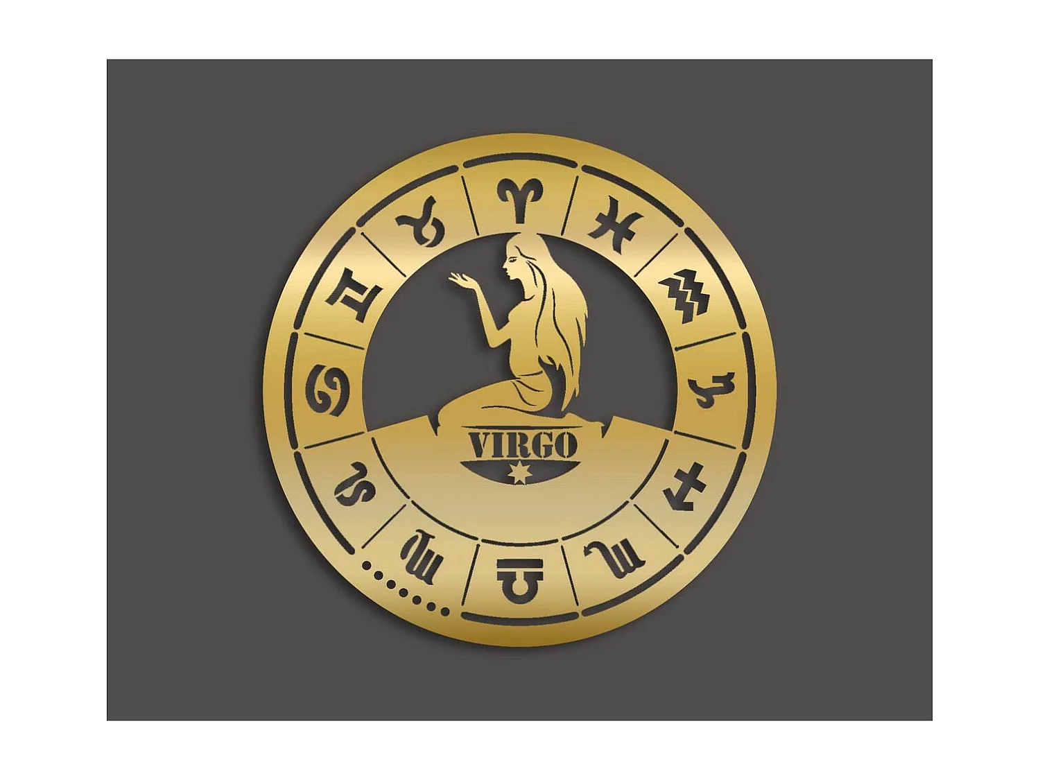 Décoration en Métal Horoscope Vierge 2, Or, 49x0,15x49 cm, EPIKASA