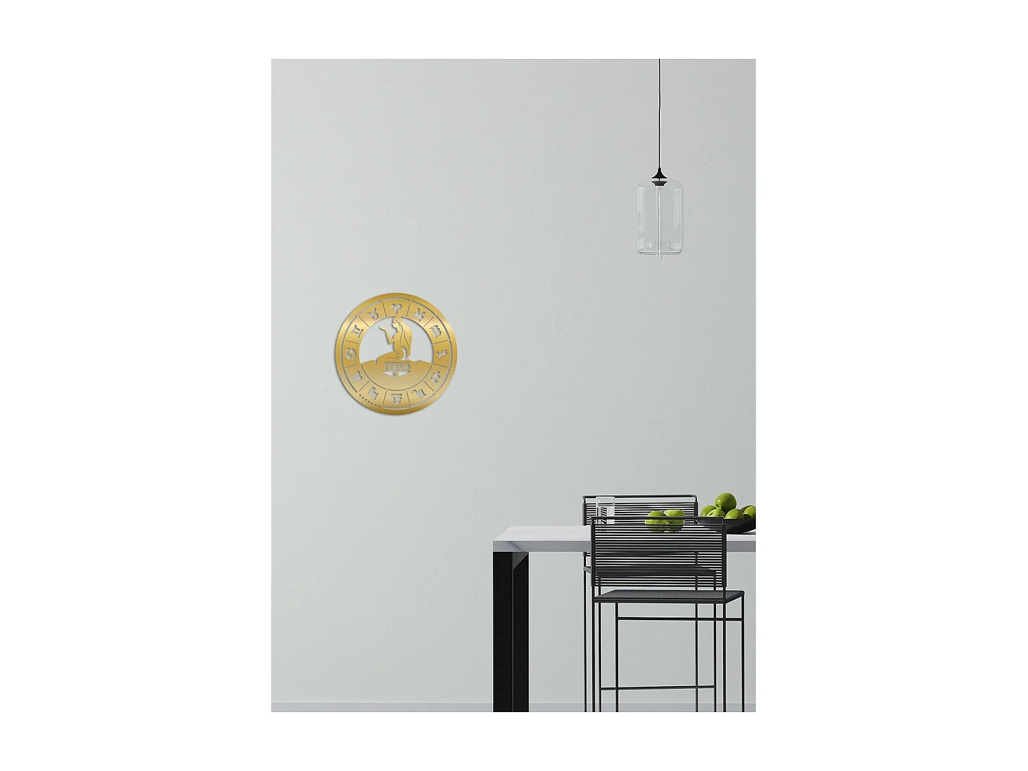 Décoration en Métal Horoscope Vierge 2, Or, 49x0,15x49 cm, EPIKASA