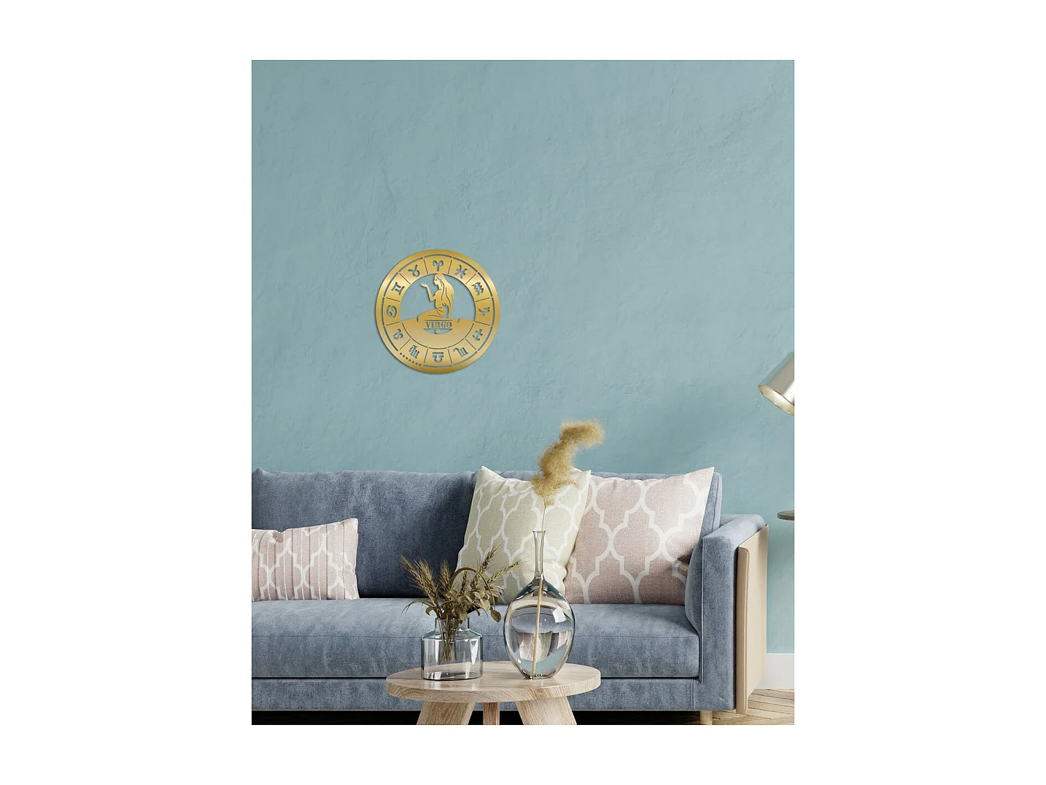 Décoration en Métal Horoscope Vierge 2, Or, 49x0,15x49 cm, EPIKASA