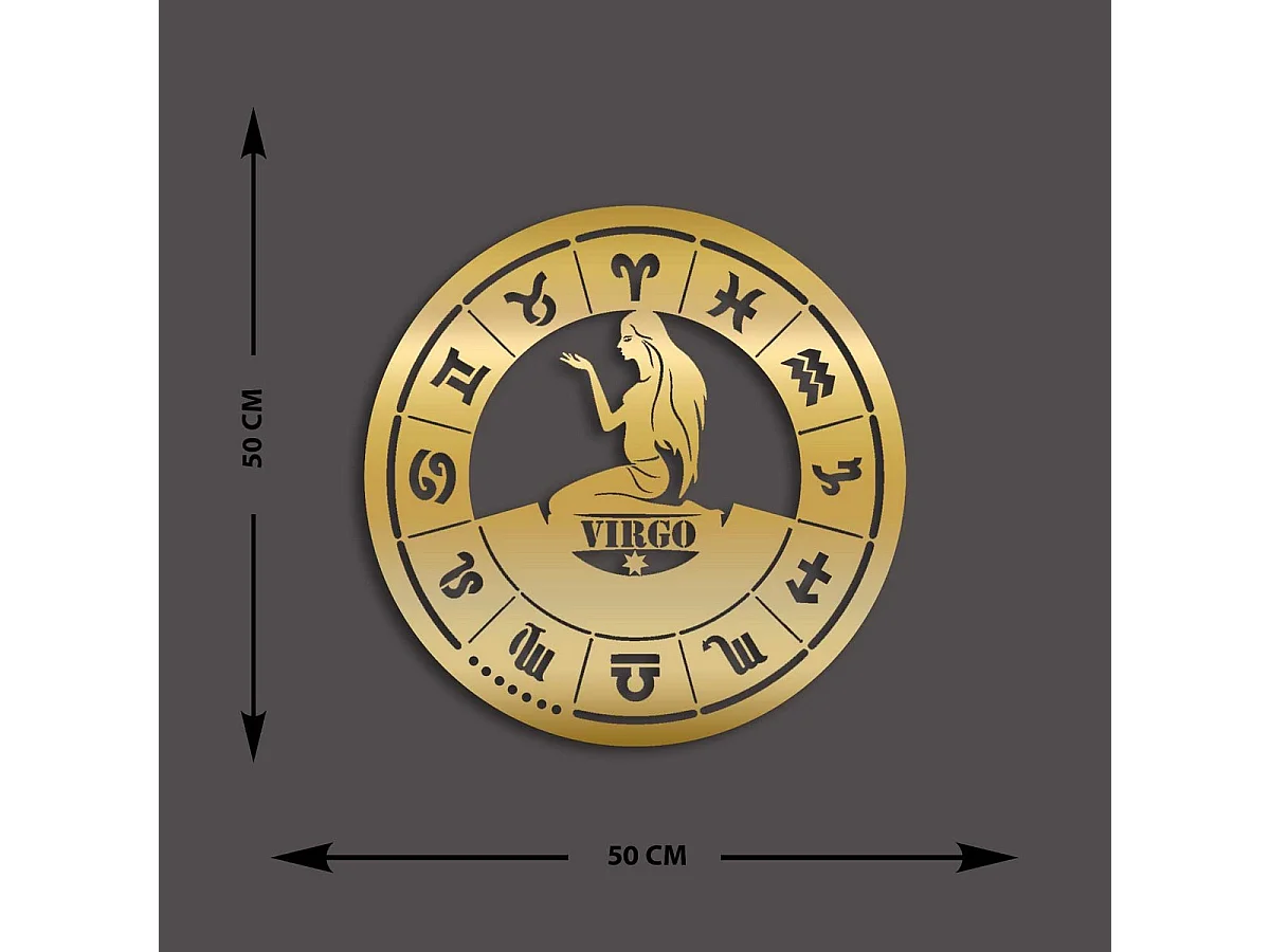 Décoration en Métal Horoscope Vierge 2, Or, 49x0,15x49 cm, EPIKASA