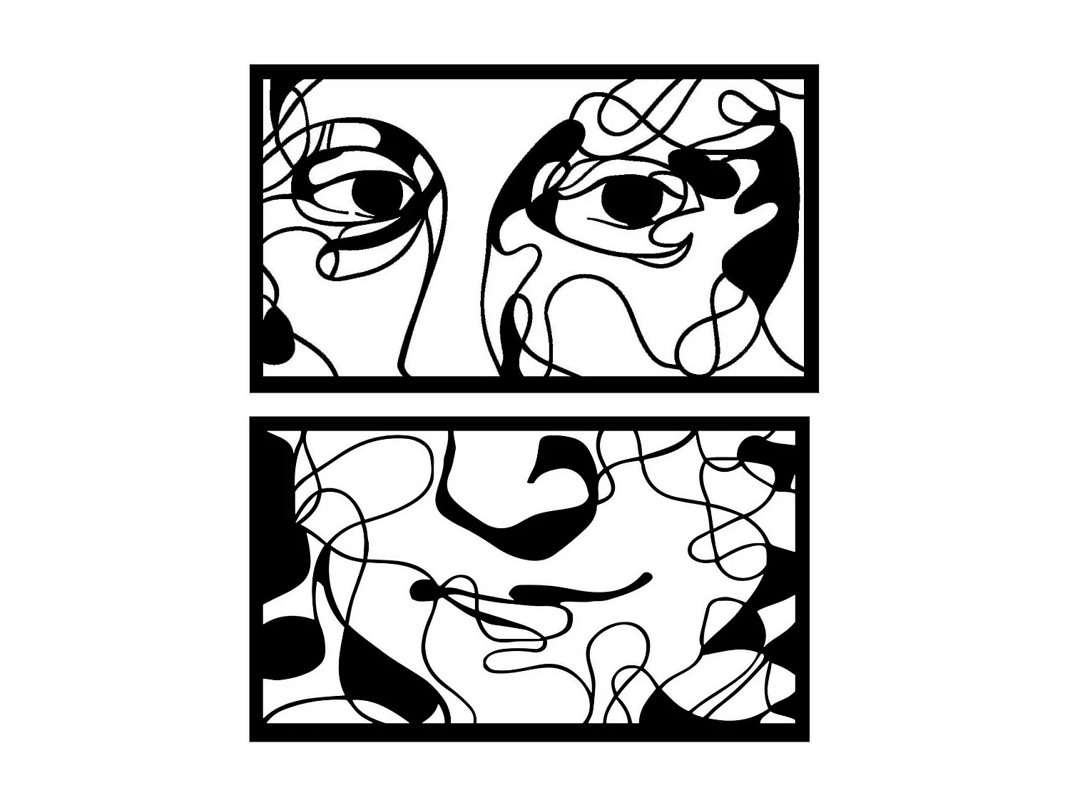 Décoration en Métal Visage Mona Lisa, Noir, 75x0,15x88 cm, EPIKASA