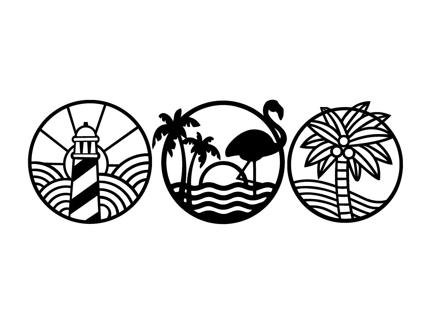 Décoration en Métal Sea, Noir, 154x0,15x50 cm, EPIKASA