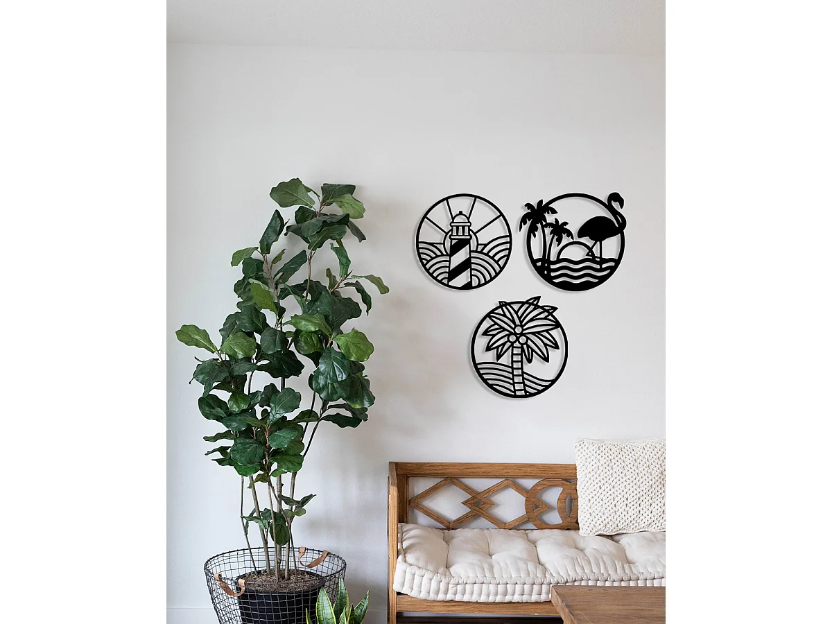 Décoration en Métal Sea, Noir, 154x0,15x50 cm, EPIKASA