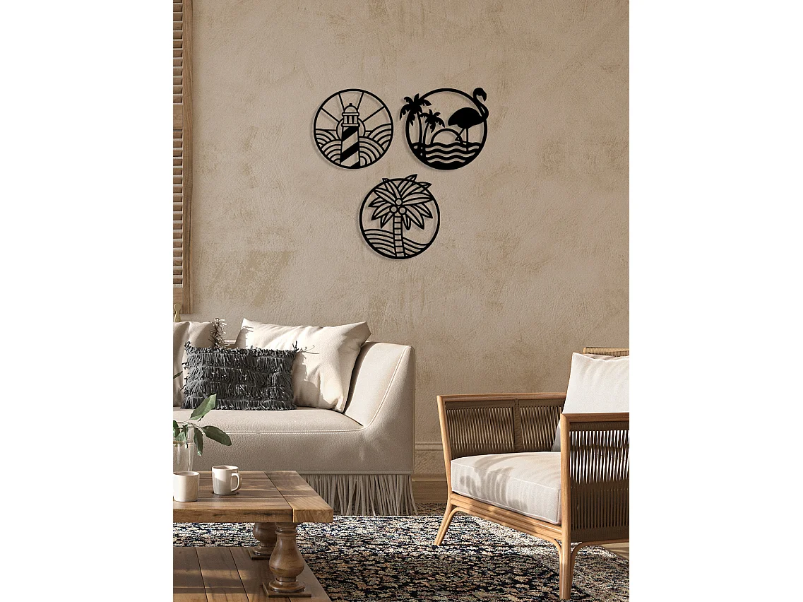 Décoration en Métal Sea, Noir, 154x0,15x50 cm, EPIKASA