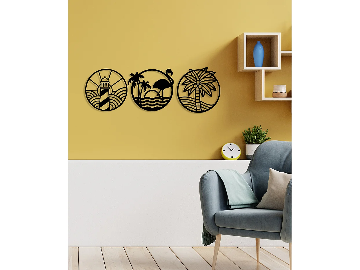 Décoration en Métal Sea, Noir, 154x0,15x50 cm, EPIKASA