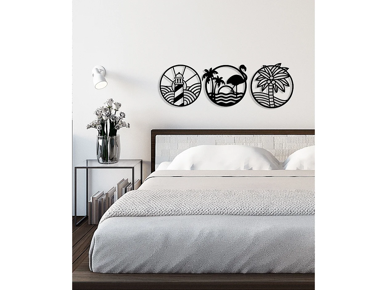 Décoration en Métal Sea, Noir, 154x0,15x50 cm, EPIKASA