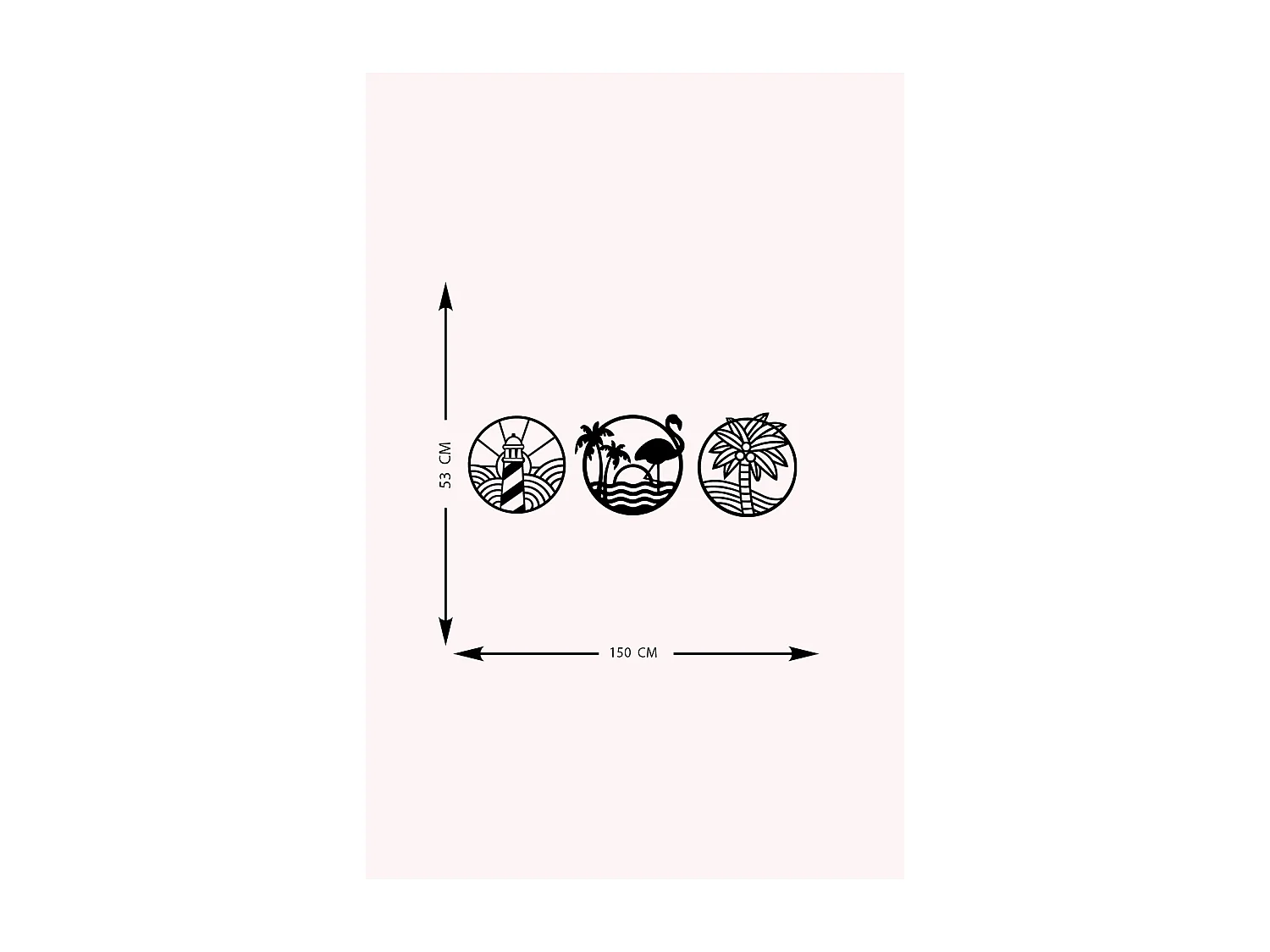 Décoration en Métal Sea, Noir, 154x0,15x50 cm, EPIKASA