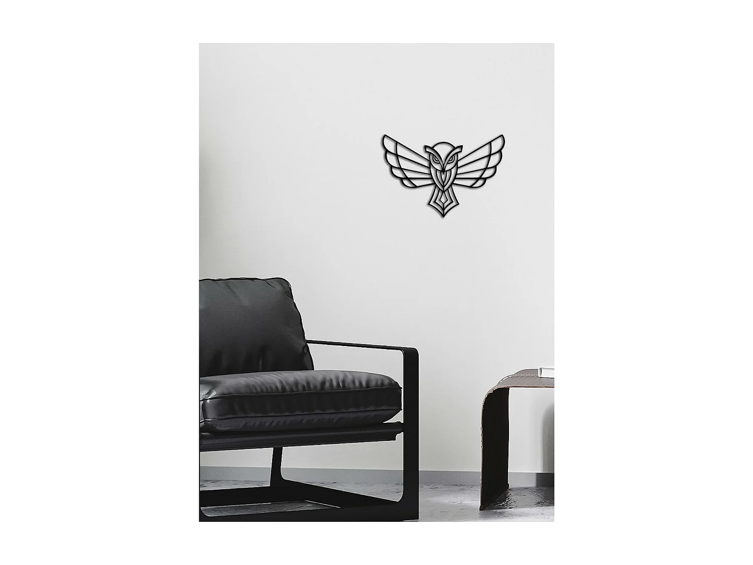 Décoration en Métal Hibou 3, Noir, 44x0,15x30 cm, EPIKASA