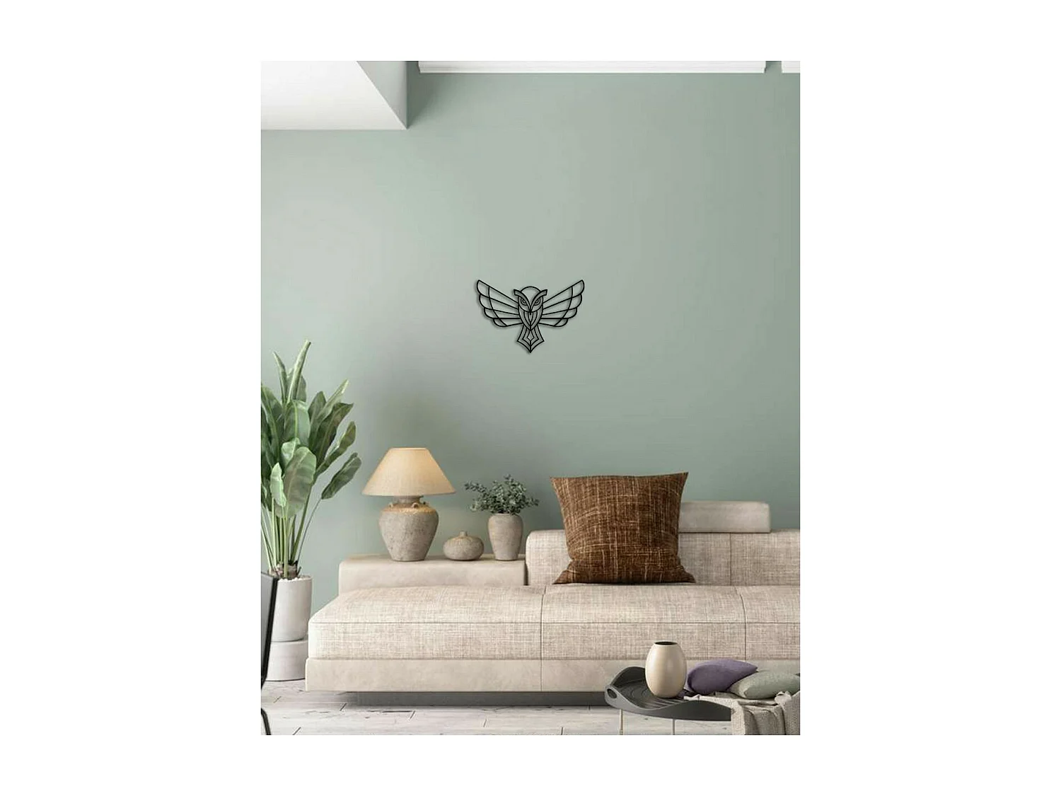 Décoration en Métal Hibou 3, Noir, 44x0,15x30 cm, EPIKASA