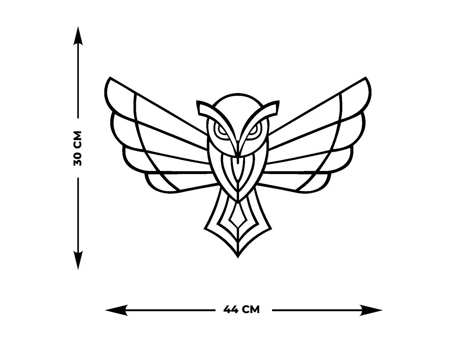 Décoration en Métal Hibou 3, Noir, 44x0,15x30 cm, EPIKASA