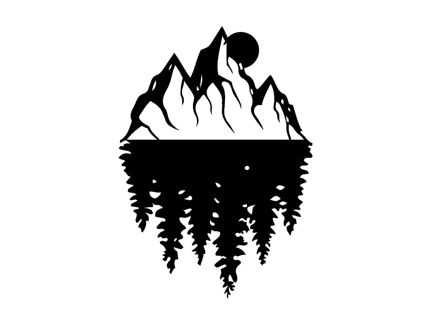 Decorazione in Metallo Montagna 21, Nero, 40x0,15x56 cm, EPIKASA