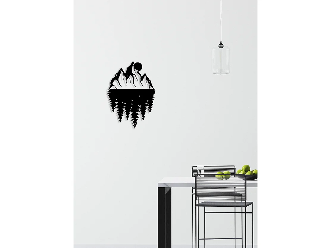 Decorazione in Metallo Montagna 21, Nero, 40x0,15x56 cm, EPIKASA