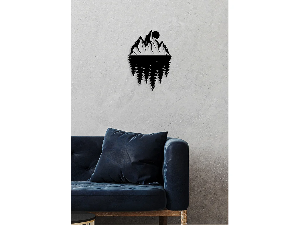 Decorazione in Metallo Montagna 21, Nero, 40x0,15x56 cm, EPIKASA