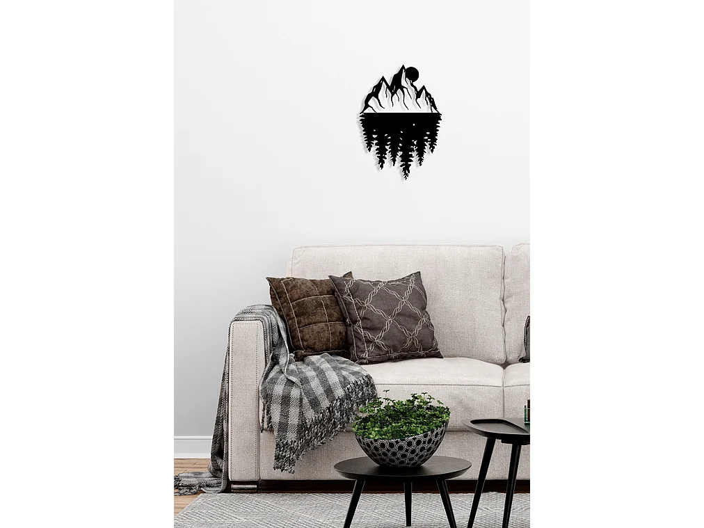 Decorazione in Metallo Montagna 21, Nero, 40x0,15x56 cm, EPIKASA