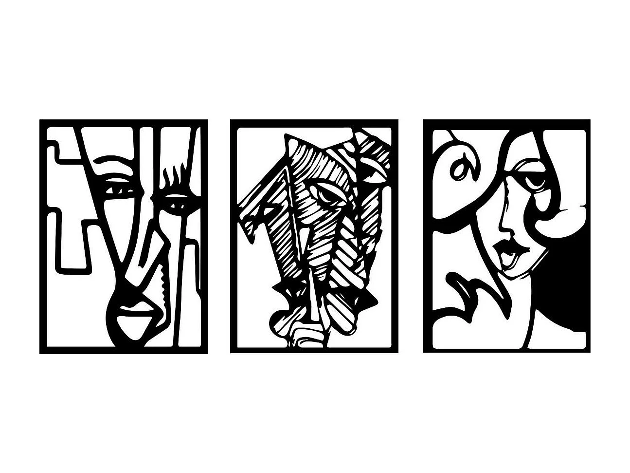 Decoração em Metal Faces 2, Preto, 158x0,15x73 cm, EPIKASA