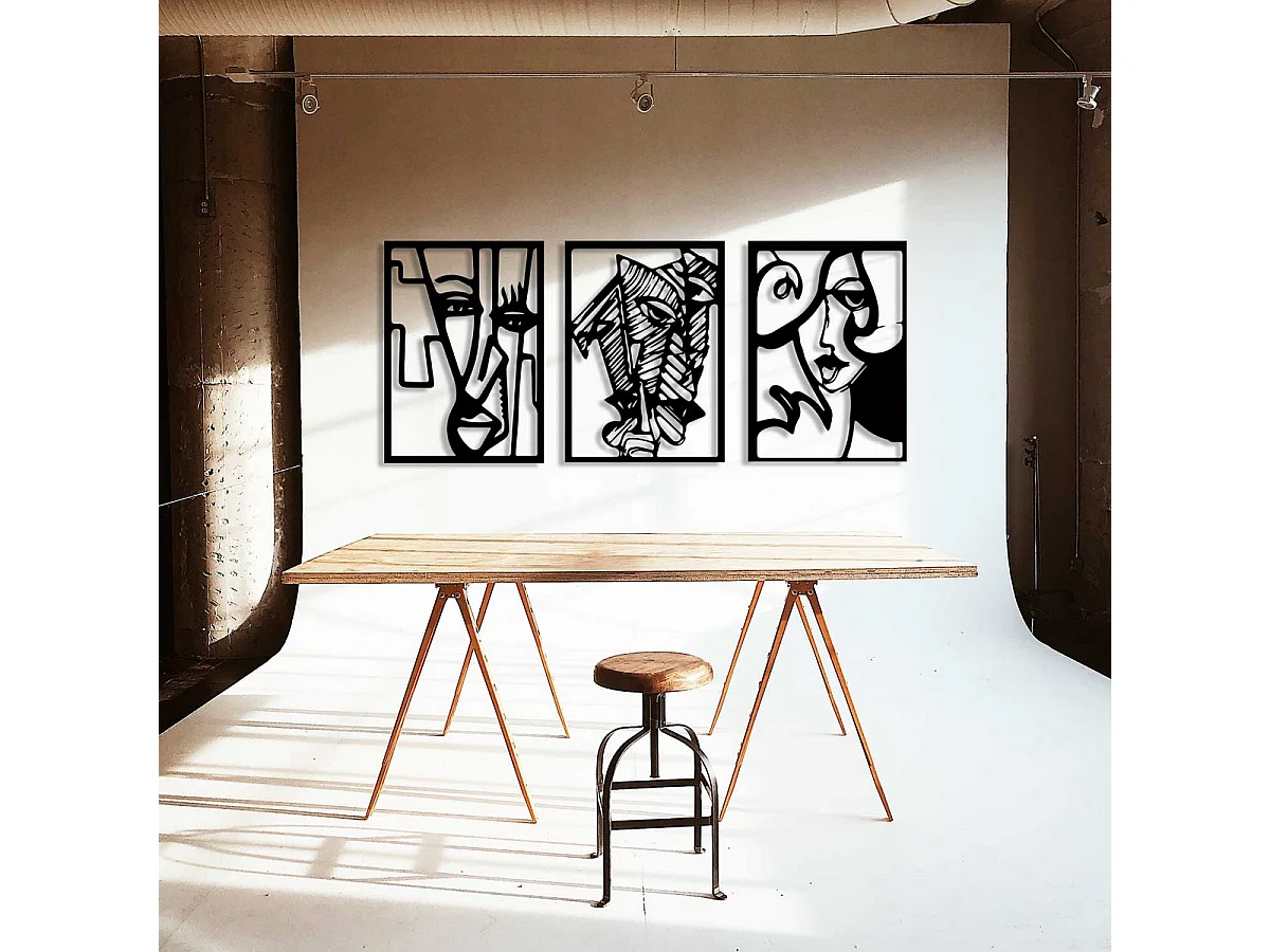 Decoração em Metal Faces 2, Preto, 158x0,15x73 cm, EPIKASA