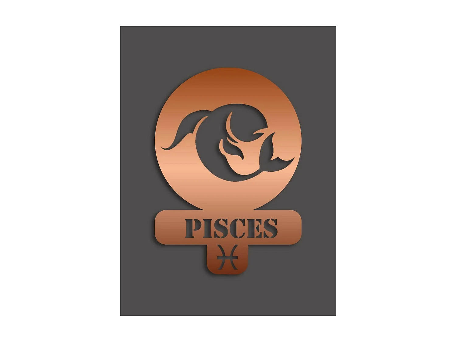 Décoration en Métal Horoscope Poissons 4, Cuivre, 36x0,15x50 cm, EPIKASA