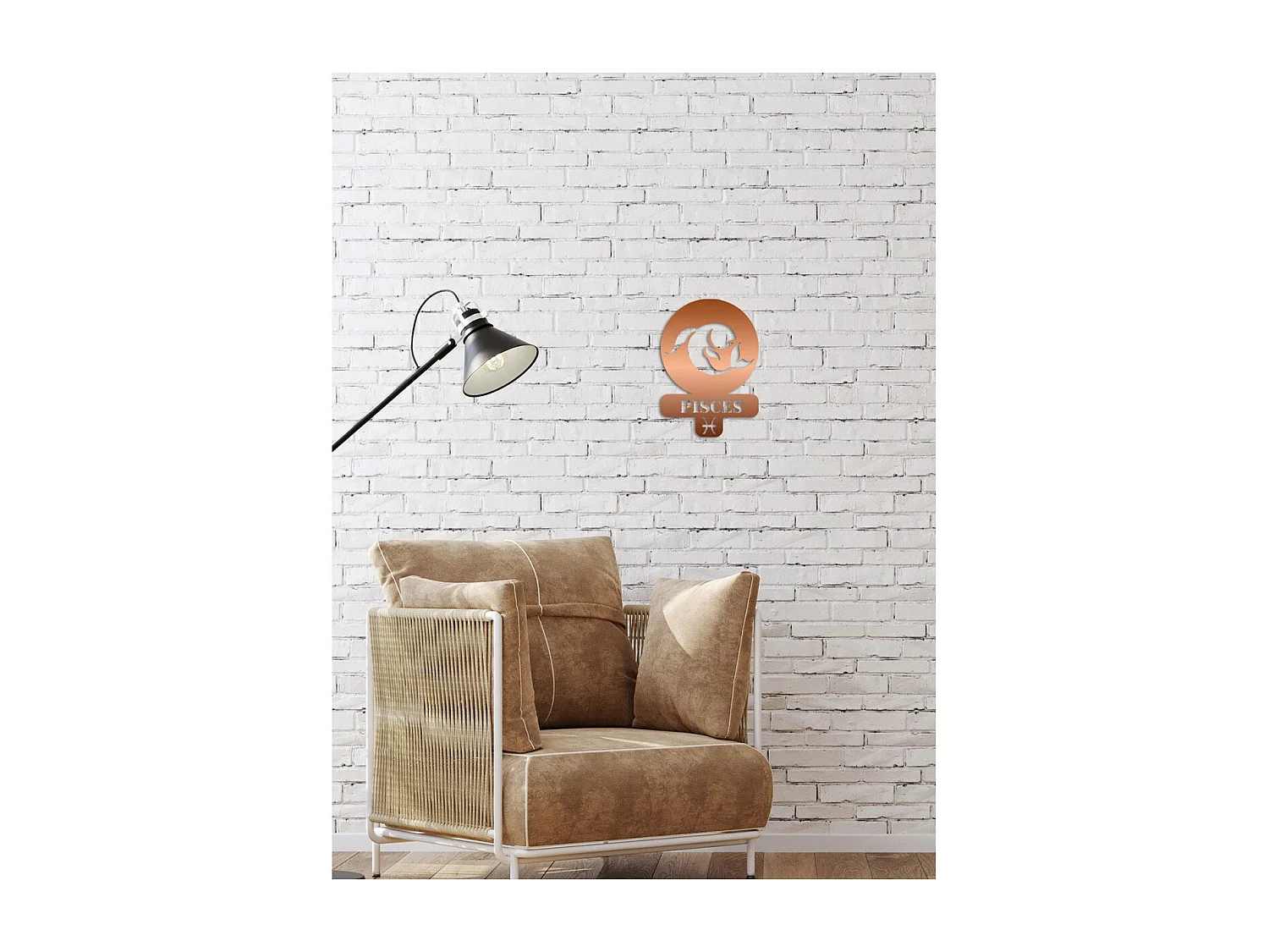 Décoration en Métal Horoscope Poissons 4, Cuivre, 36x0,15x50 cm, EPIKASA