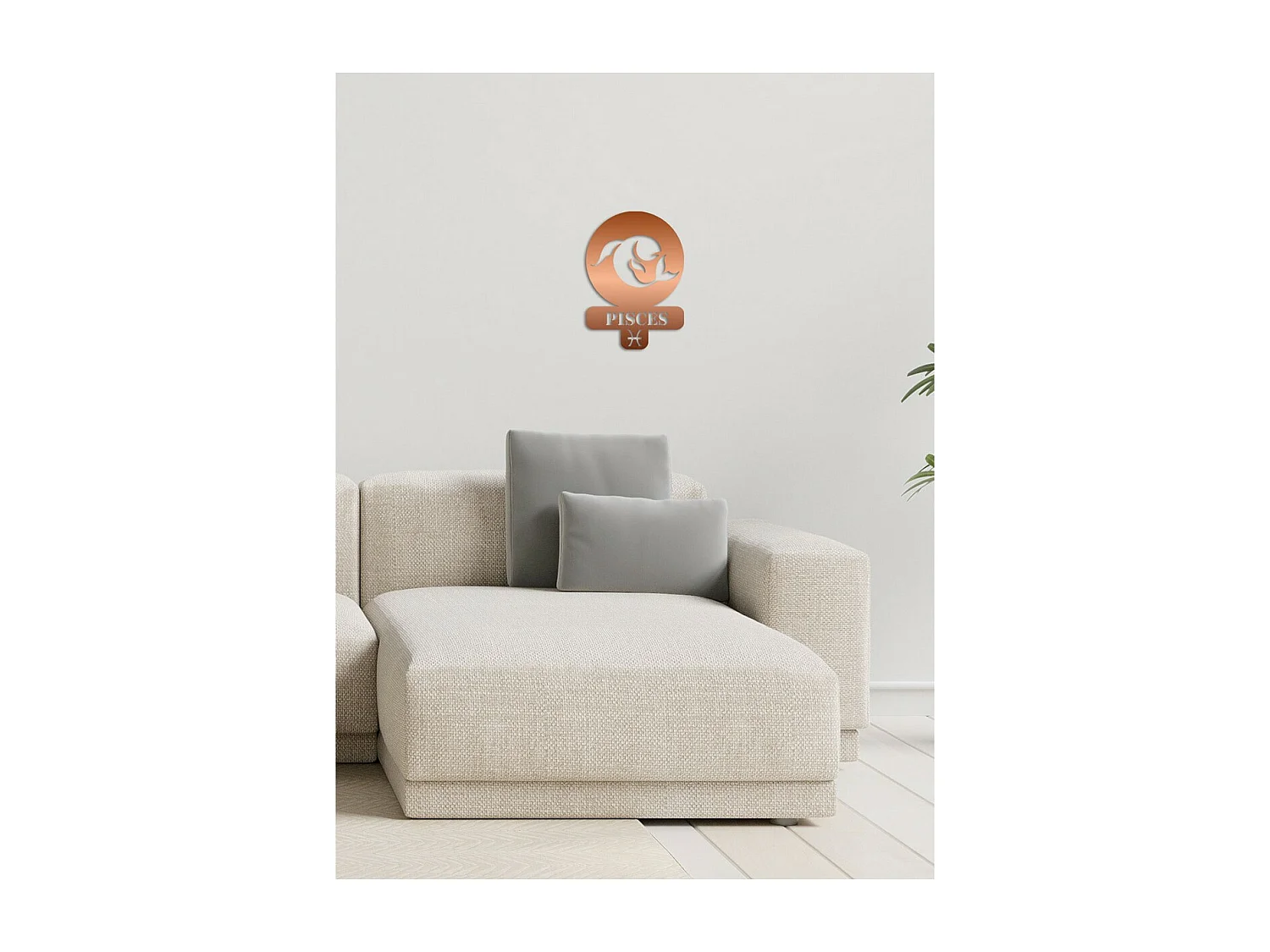 Décoration en Métal Horoscope Poissons 4, Cuivre, 36x0,15x50 cm, EPIKASA