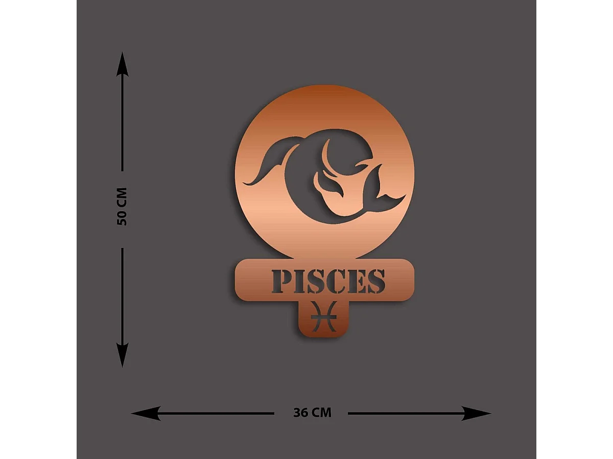 Décoration en Métal Horoscope Poissons 4, Cuivre, 36x0,15x50 cm, EPIKASA