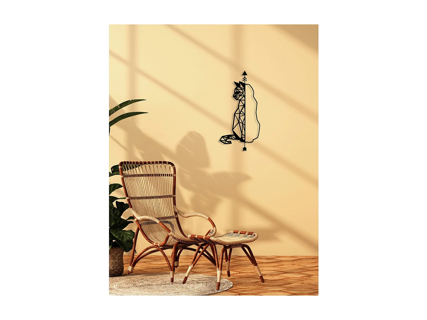 Decorazione in Metallo Gatto 50, Nero, 30x0,15x60 cm, EPIKASA