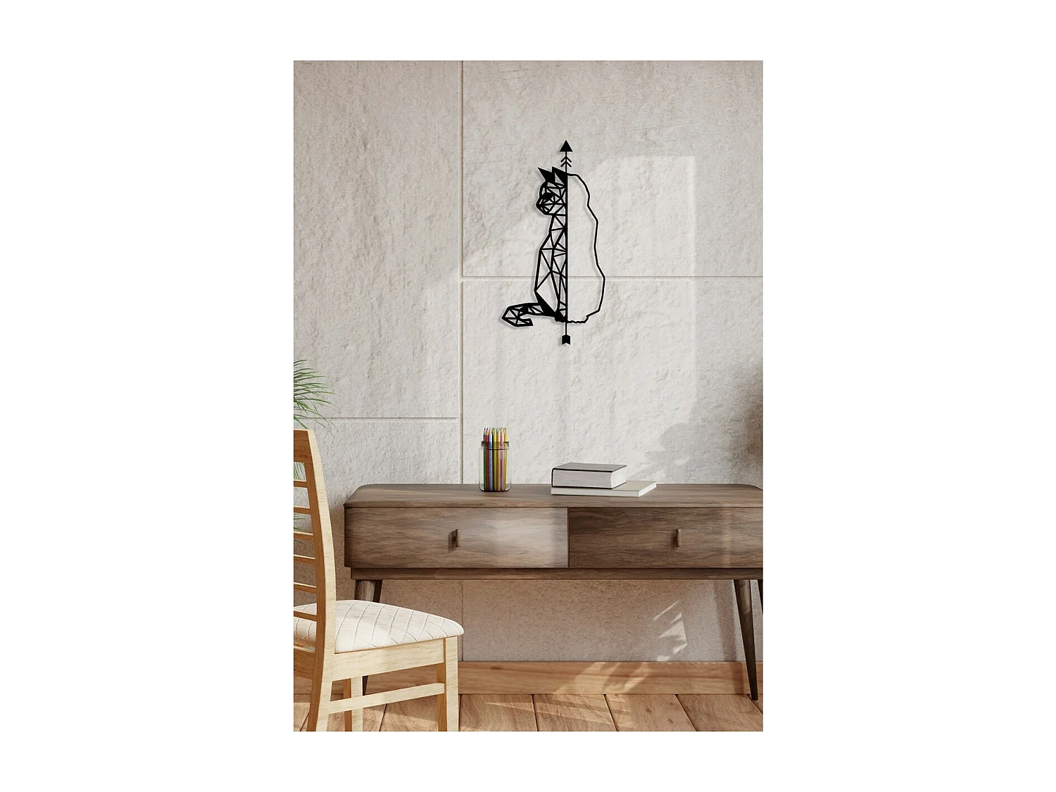 Decorazione in Metallo Gatto 50, Nero, 30x0,15x60 cm, EPIKASA