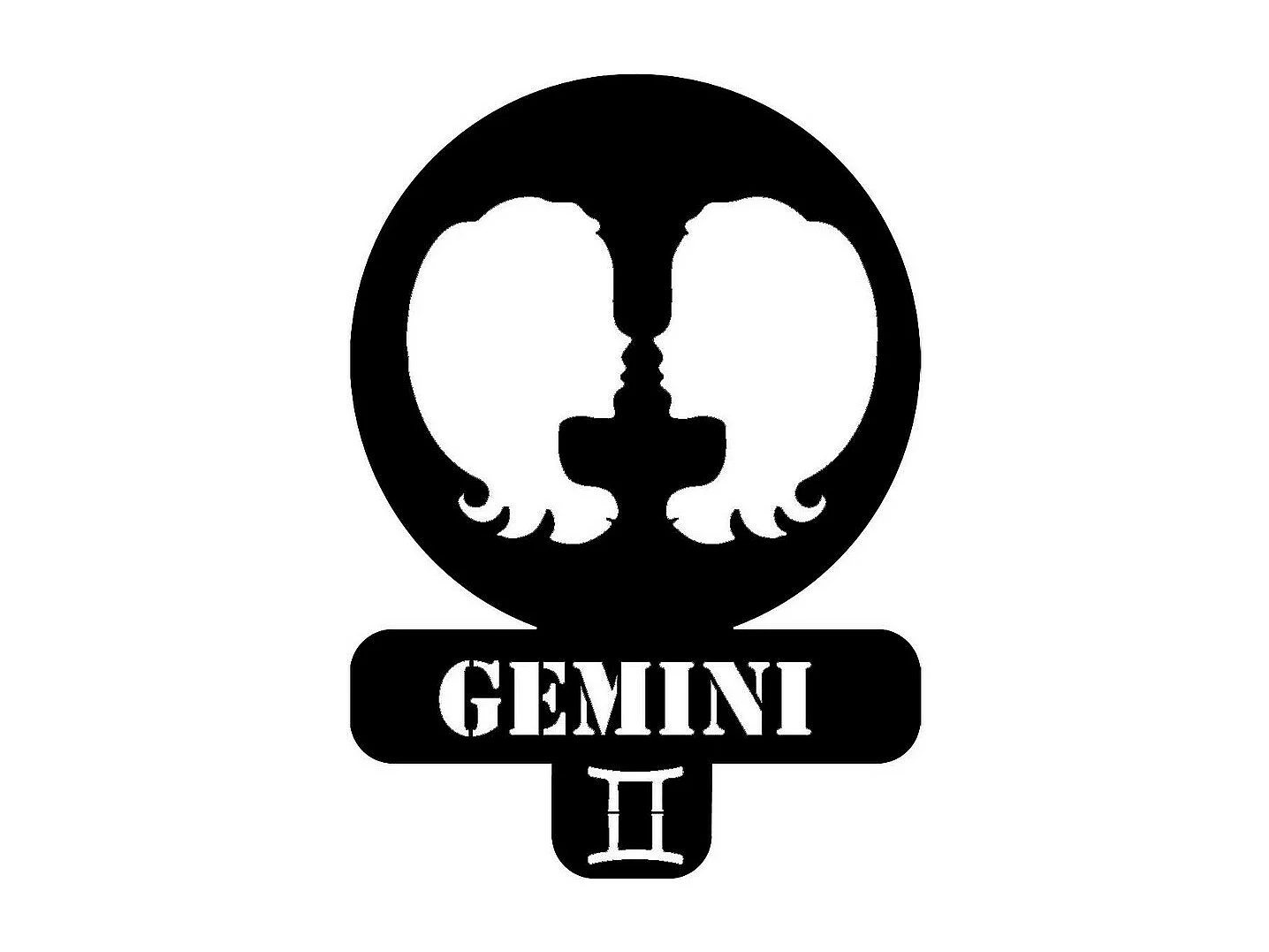 Décoration en Métal Horoscope Gémeaux 3, Noir, 36x0,15x50 cm, EPIKASA