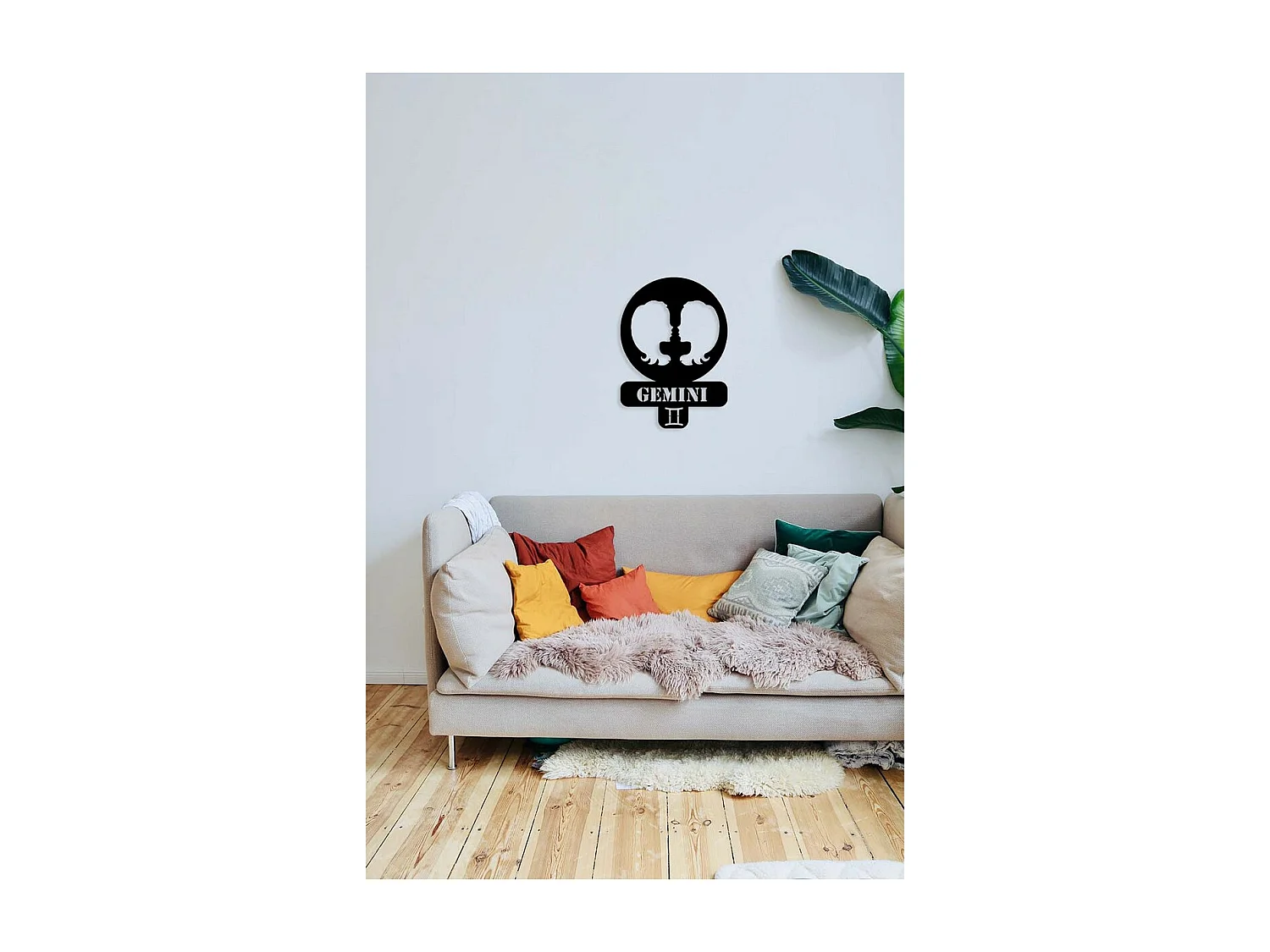 Décoration en Métal Horoscope Gémeaux 3, Noir, 36x0,15x50 cm, EPIKASA