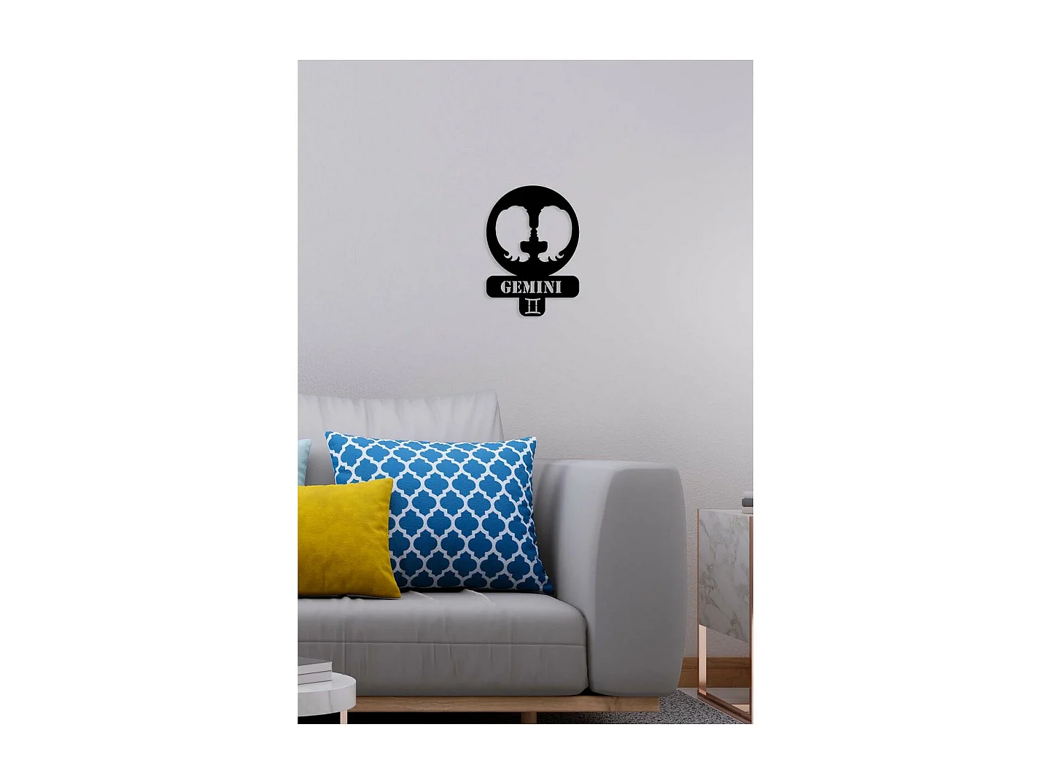 Décoration en Métal Horoscope Gémeaux 3, Noir, 36x0,15x50 cm, EPIKASA