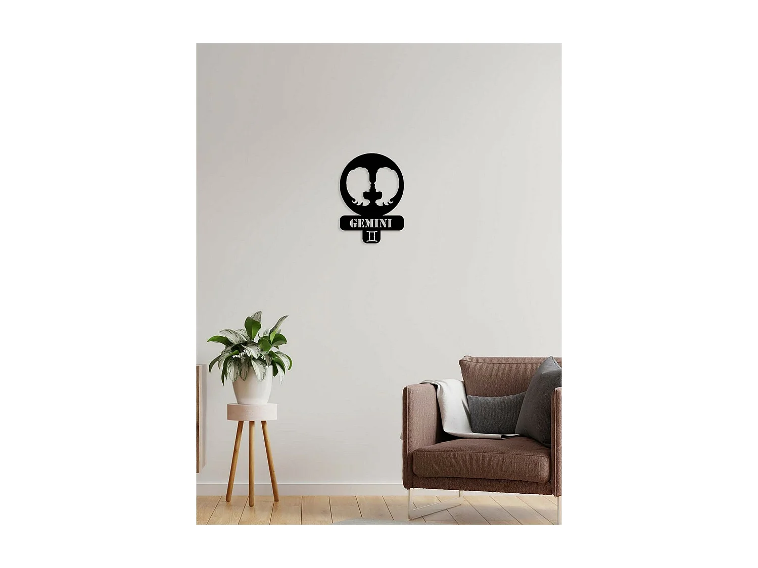 Décoration en Métal Horoscope Gémeaux 3, Noir, 36x0,15x50 cm, EPIKASA