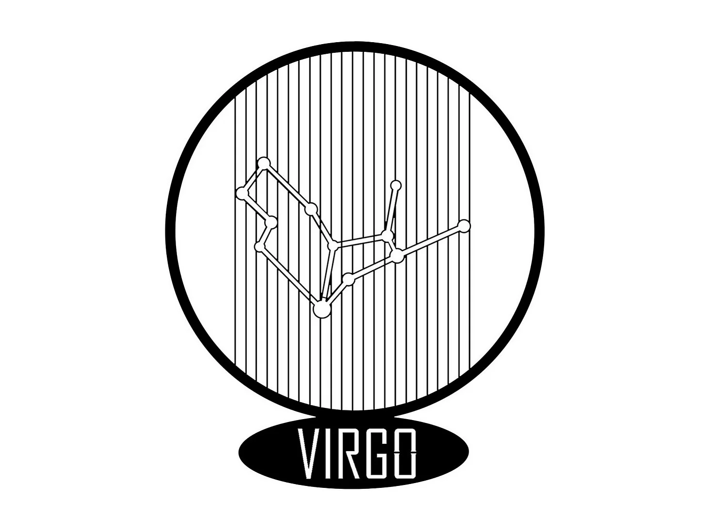 Décoration en Métal Horoscope Vierge 6, Noir, 38x0,15x45 cm, EPIKASA