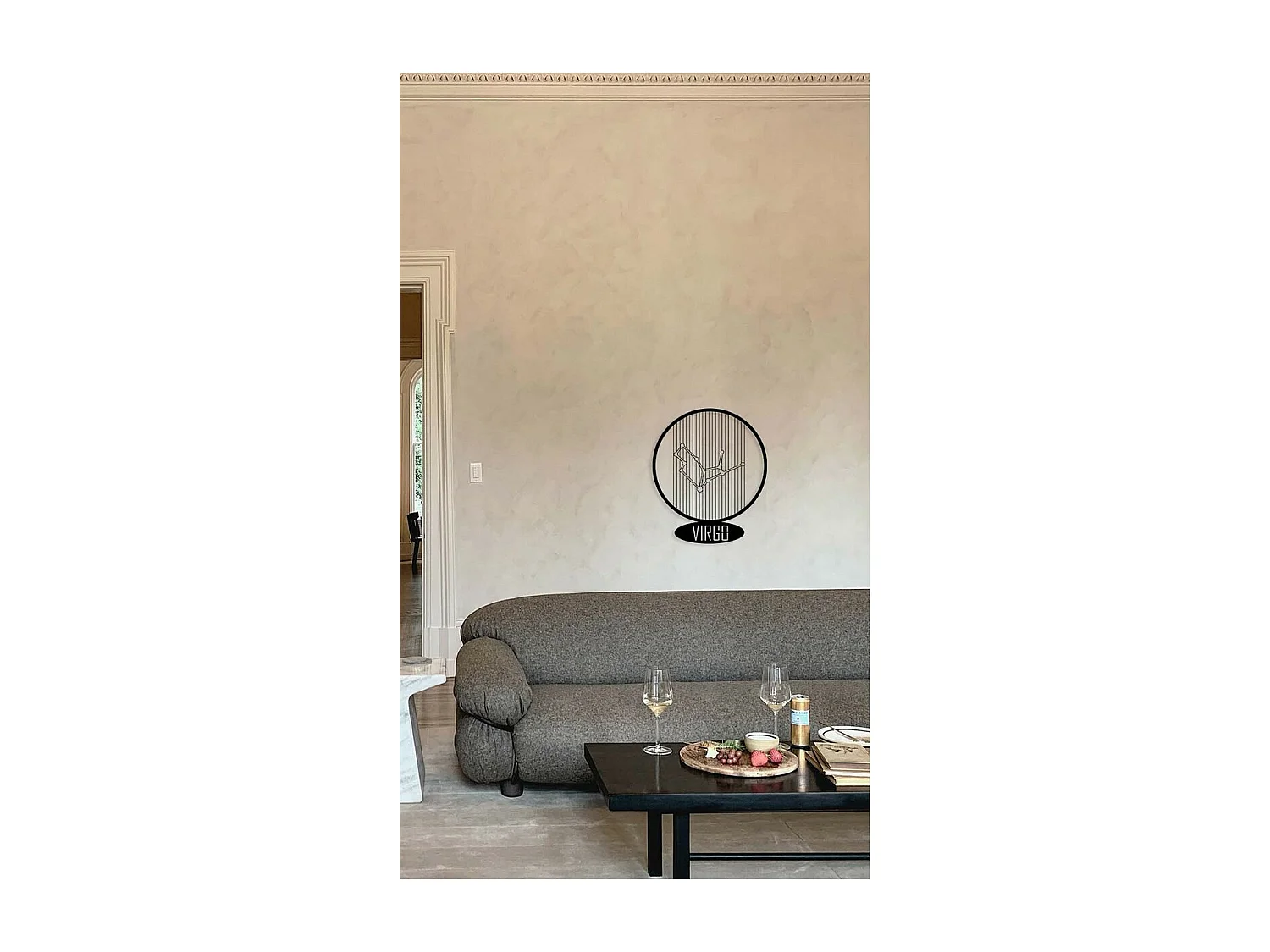 Décoration en Métal Horoscope Vierge 6, Noir, 38x0,15x45 cm, EPIKASA