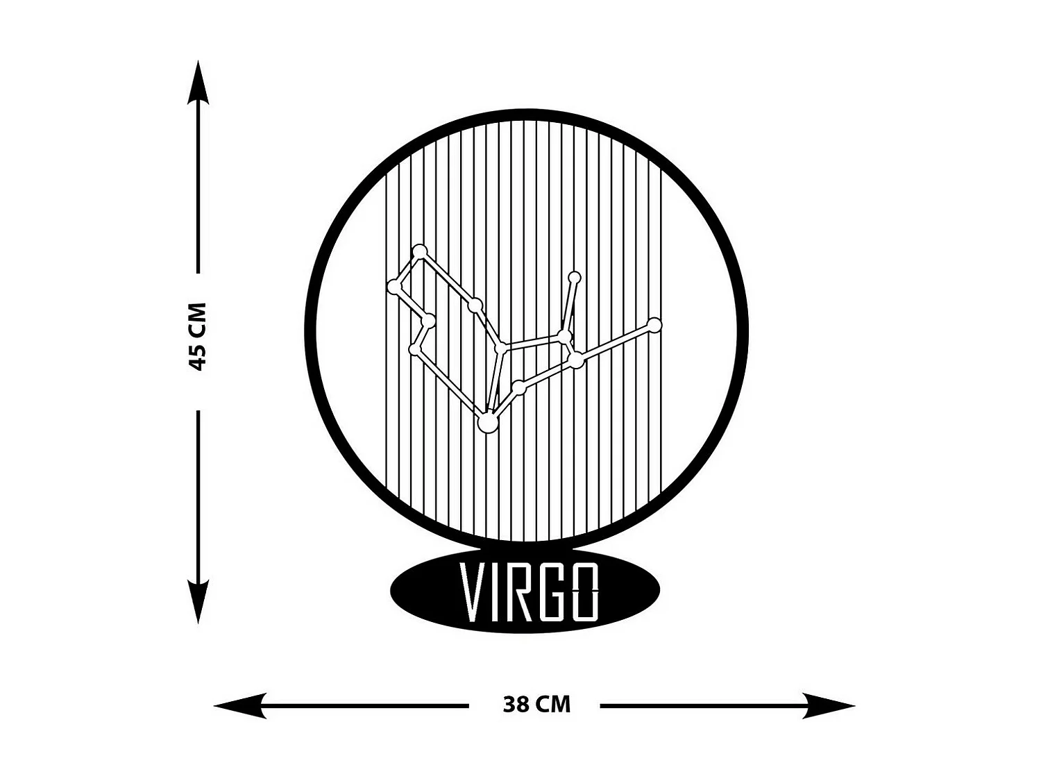 Décoration en Métal Horoscope Vierge 6, Noir, 38x0,15x45 cm, EPIKASA