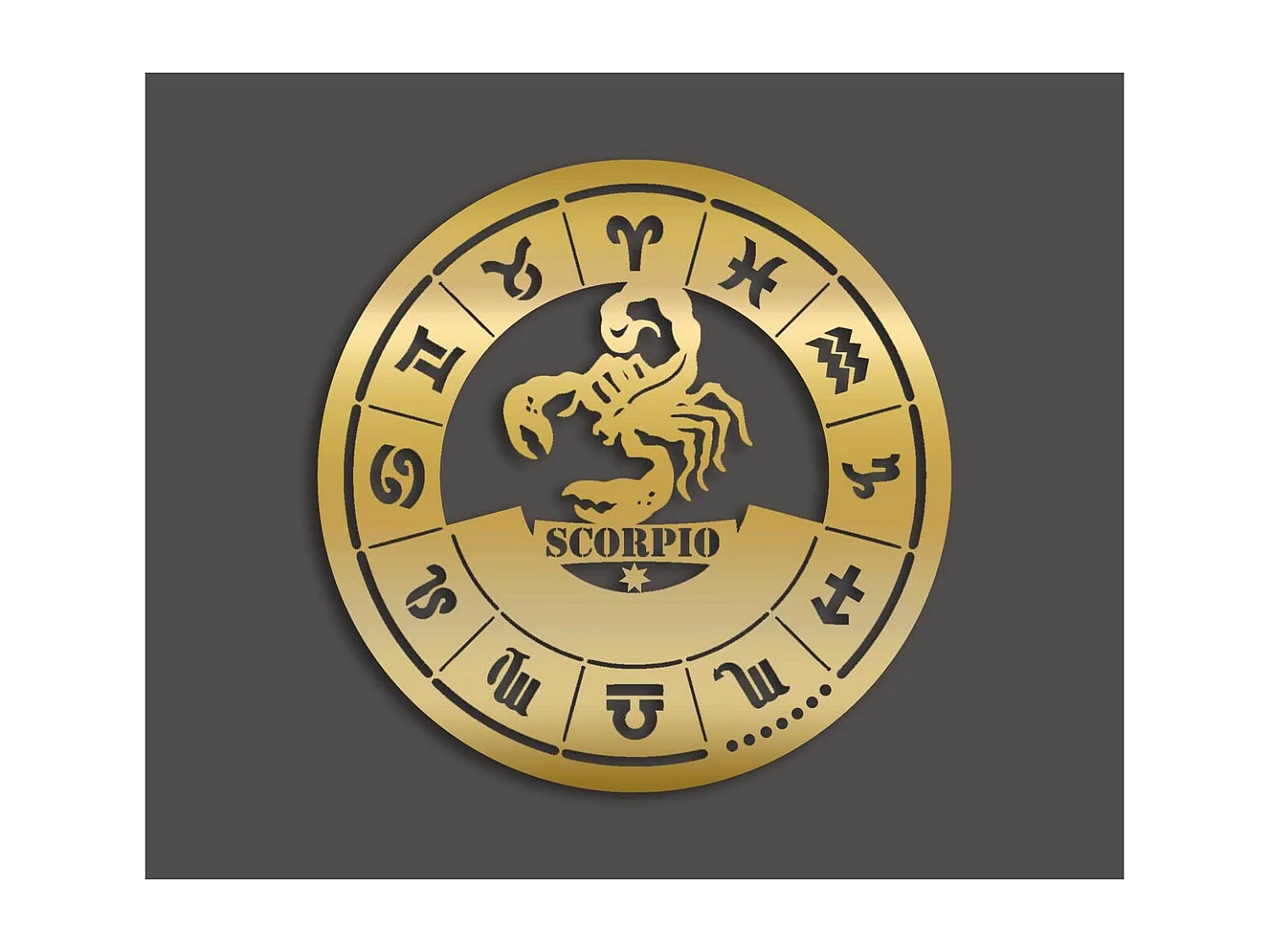 Decoração em Metal Horóscopo 2 de Escorpião, Ouro, 50x0,15x50 cm, EPIKASA