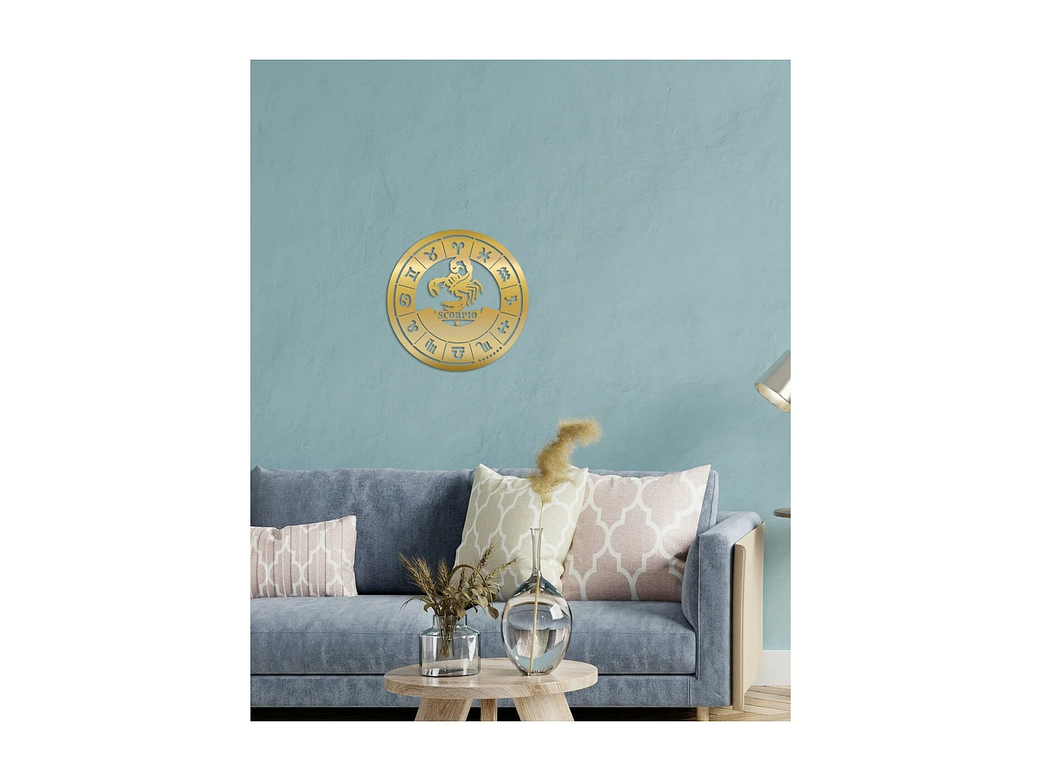 Decoração em Metal Horóscopo 2 de Escorpião, Ouro, 50x0,15x50 cm, EPIKASA