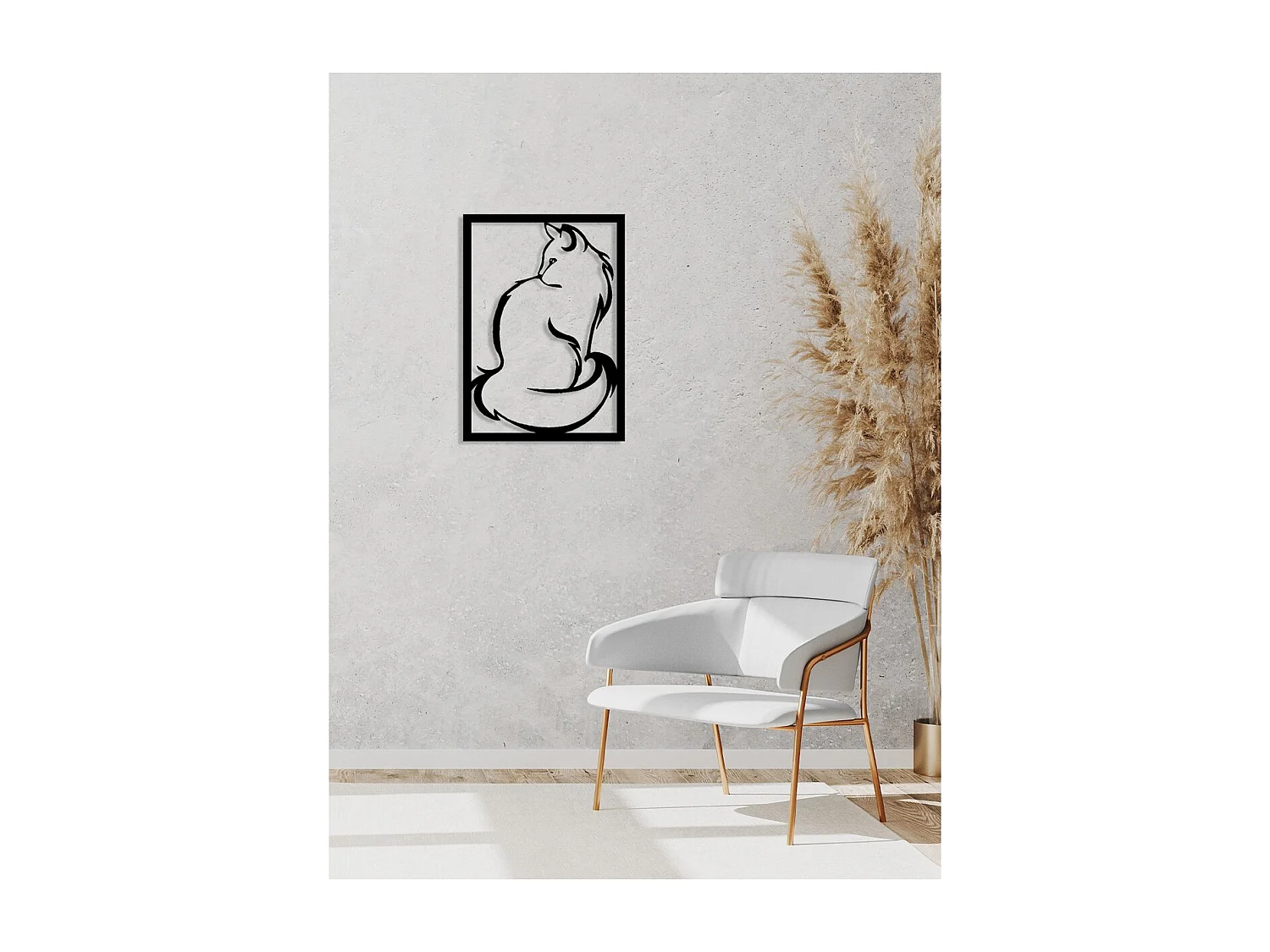 Dekoracja Metalowa Kot 81, Czarny, 43x0,15x60 cm, EPIKASA