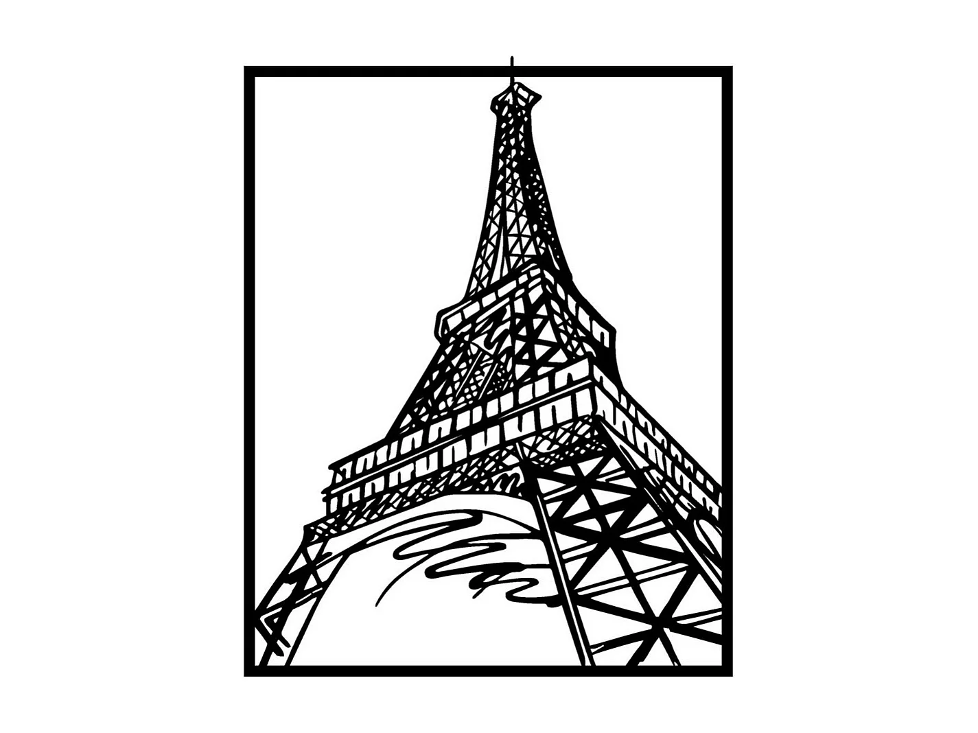 Décoration en Métal Tour Eiffel 4, Noir, 64x0,15x81 cm, EPIKASA