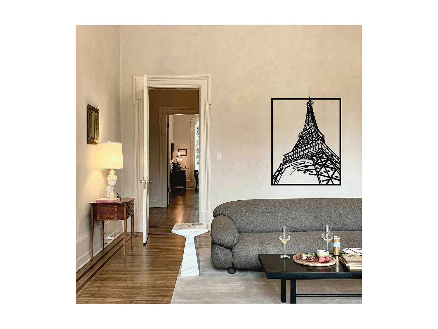 Décoration en Métal Tour Eiffel 4, Noir, 64x0,15x81 cm, EPIKASA