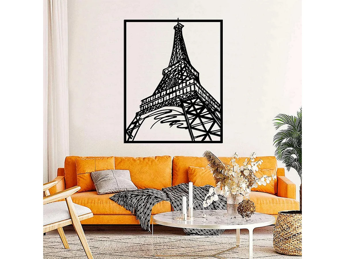 Décoration en Métal Tour Eiffel 4, Noir, 64x0,15x81 cm, EPIKASA