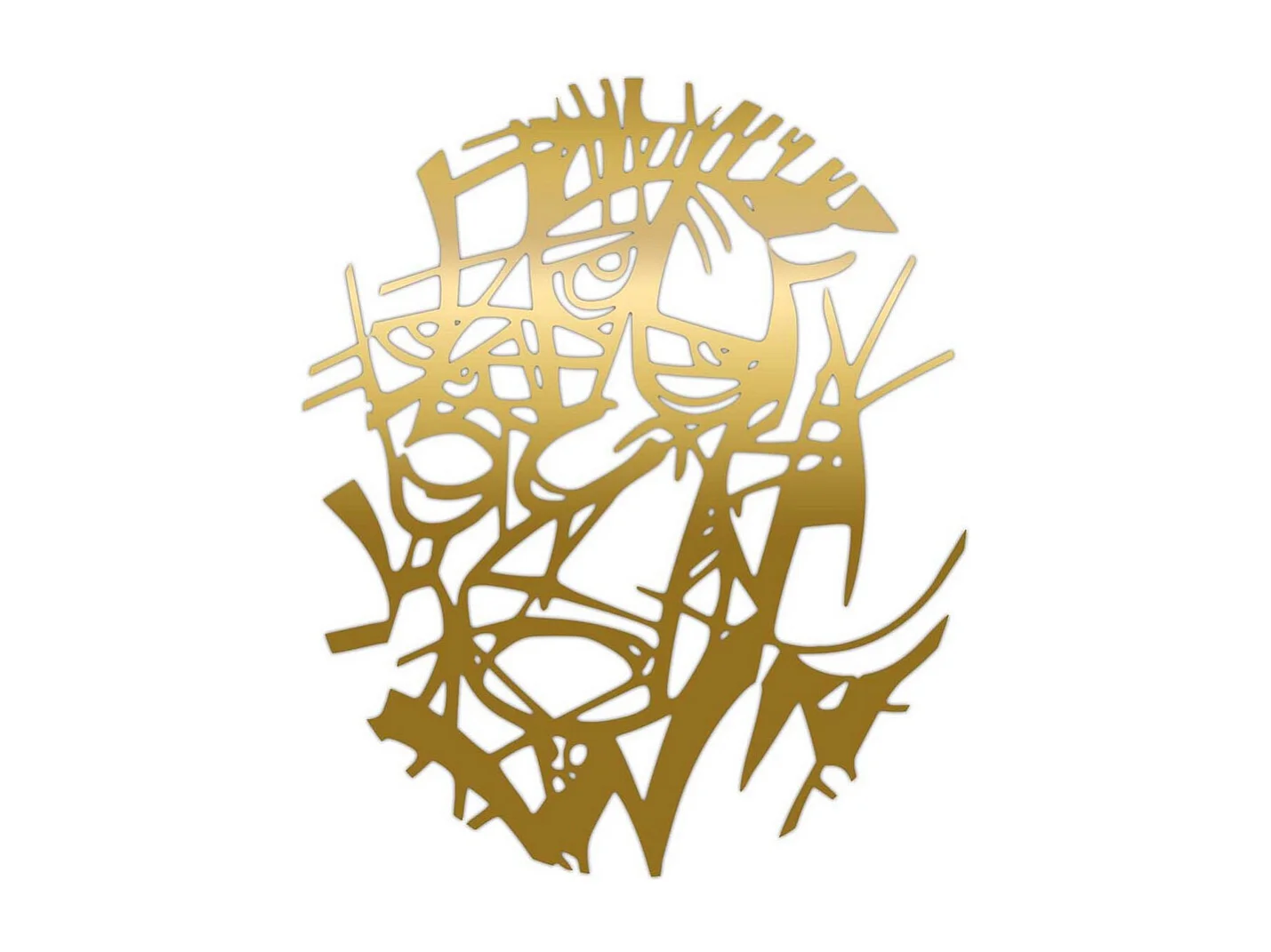 Decoração em Metal Faces 17, Ouro, 50x0,15x60 cm, EPIKASA