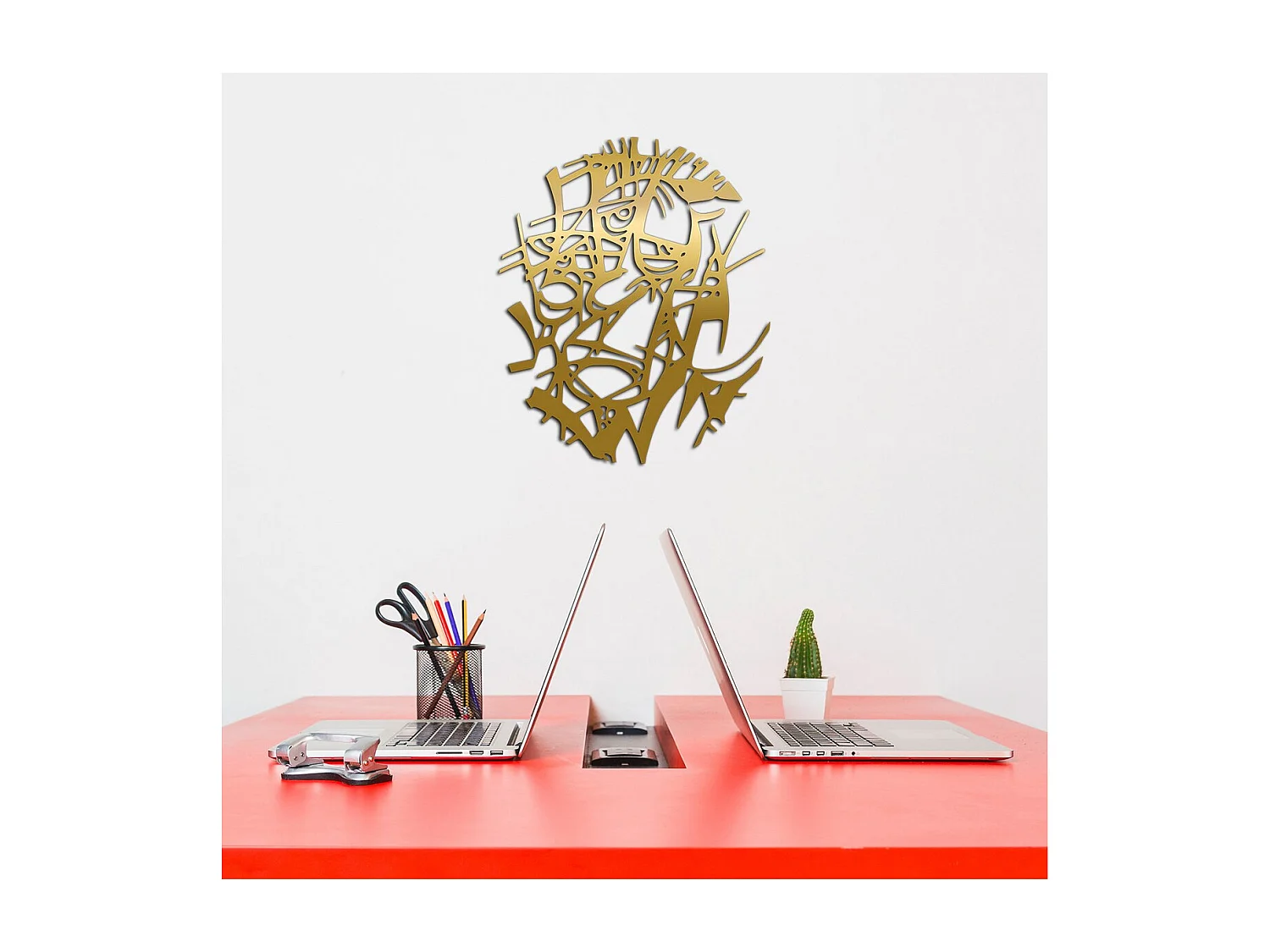 Decoração em Metal Faces 17, Ouro, 50x0,15x60 cm, EPIKASA