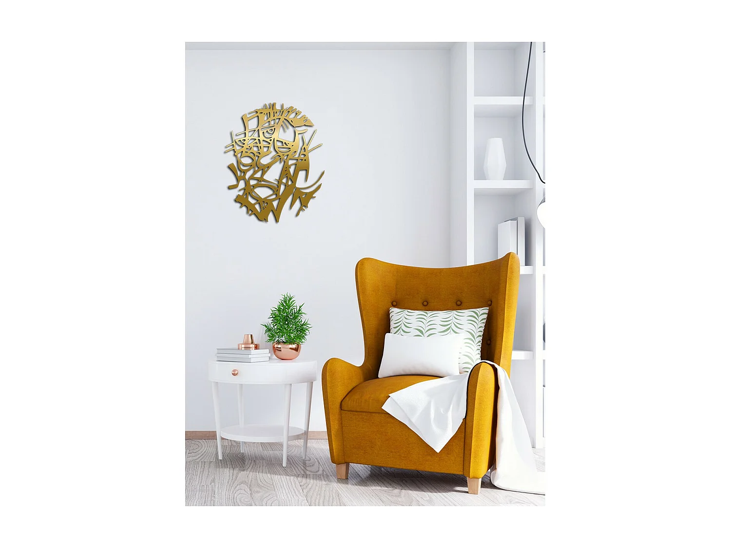 Decoração em Metal Faces 17, Ouro, 50x0,15x60 cm, EPIKASA