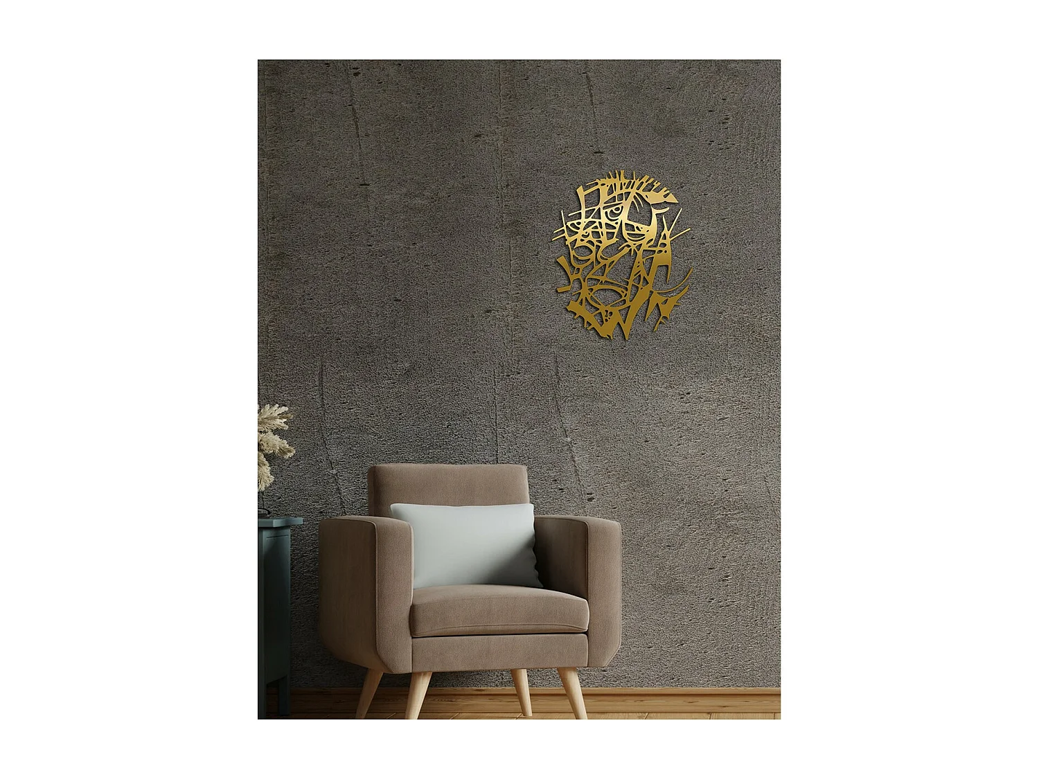 Decoração em Metal Faces 17, Ouro, 50x0,15x60 cm, EPIKASA