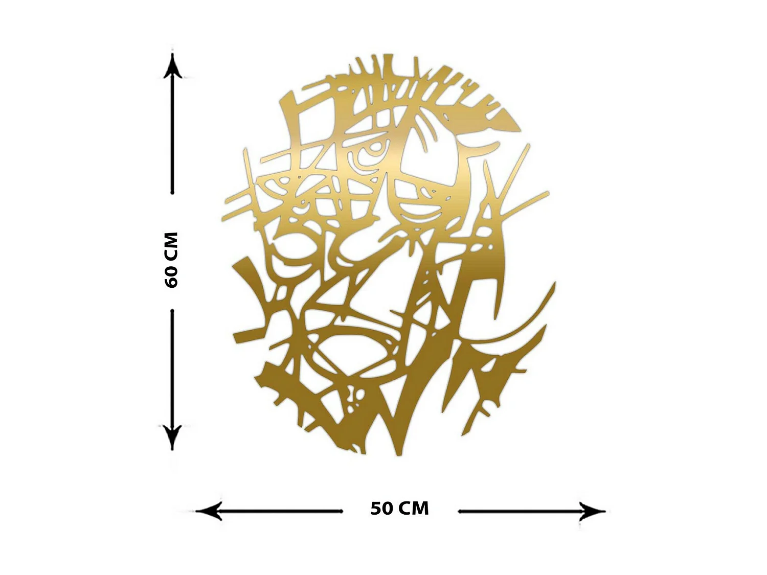 Decoração em Metal Faces 17, Ouro, 50x0,15x60 cm, EPIKASA