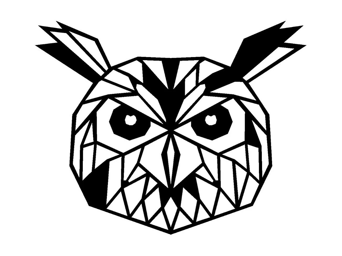 Décoration en Métal Chouette 1, Noir, 40x0,15x32 cm, EPIKASA