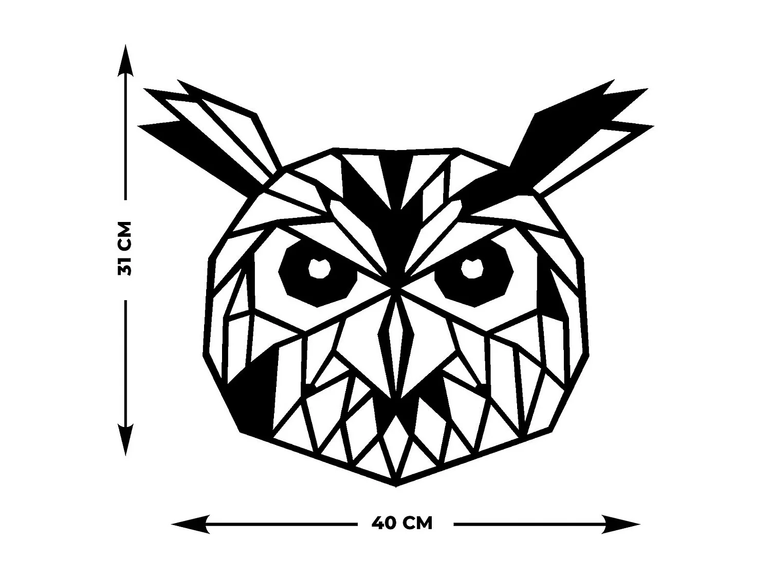 Décoration en Métal Chouette 1, Noir, 40x0,15x32 cm, EPIKASA